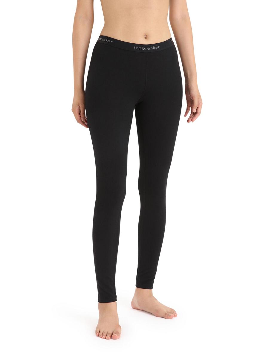 Women\'s Icebreaker Merino 200 Oasis Thermal Leggings Base Layers Black | CA 1028WNBY